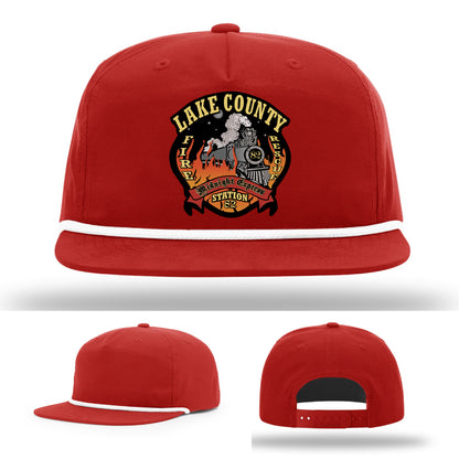 Leather firefighter patch hat for Lake County Station 82