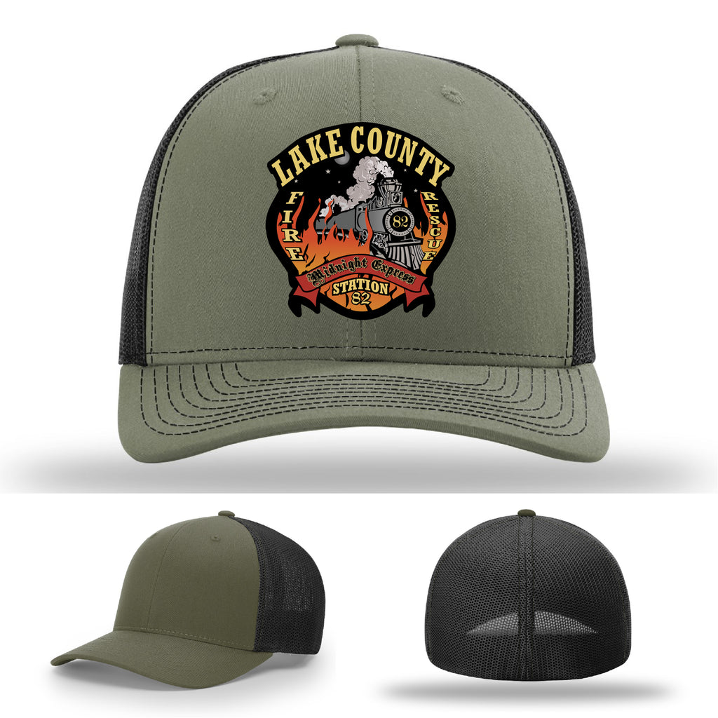 Station 82 Lake County firefighter gear leather patch hat