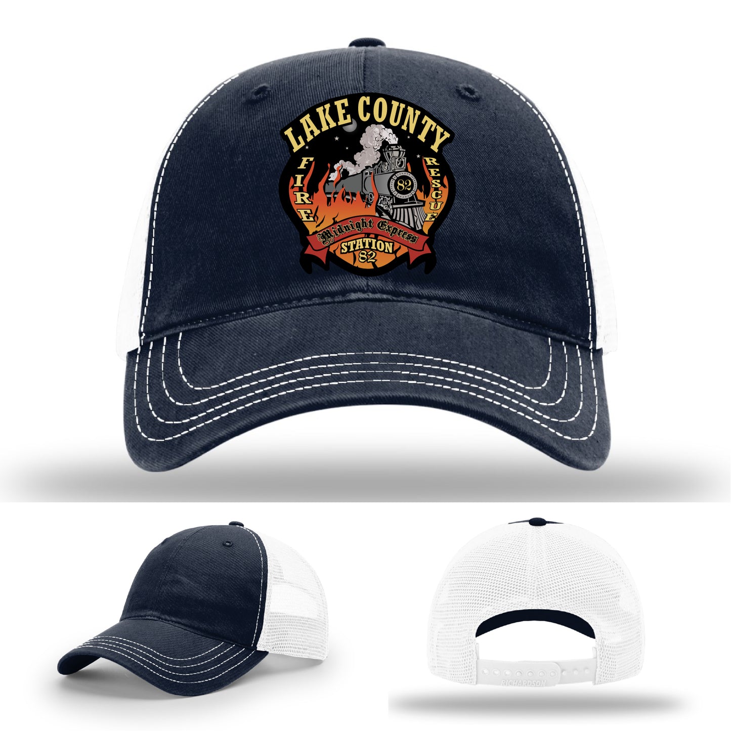 Lake County firefighter hat with Station 82 patch