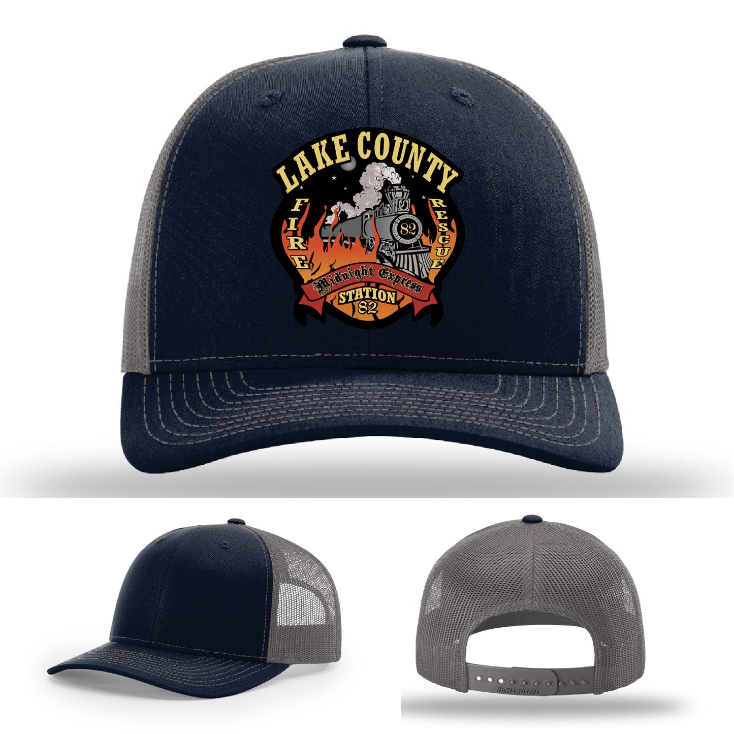 Station 82 firefighter hat built with leather patch