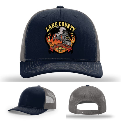 Station 82 firefighter hat built with leather patch