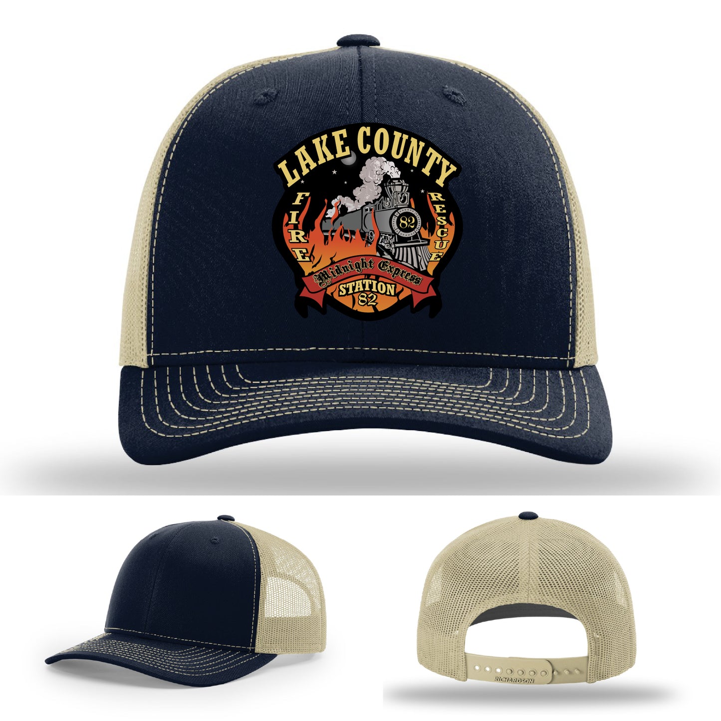 Leather firefighter hat showcasing Station 82 design