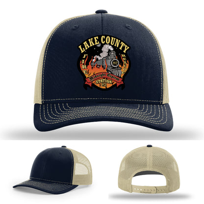 Leather firefighter hat showcasing Station 82 design