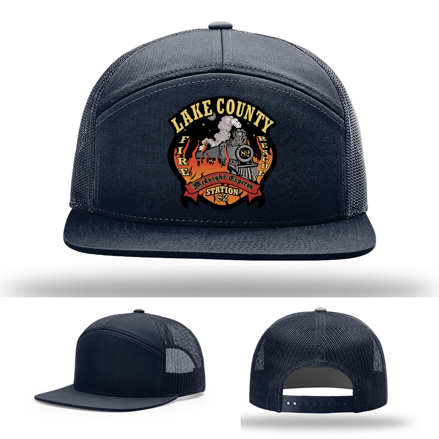 Station 82 leather patch hat for Lake County firefighters