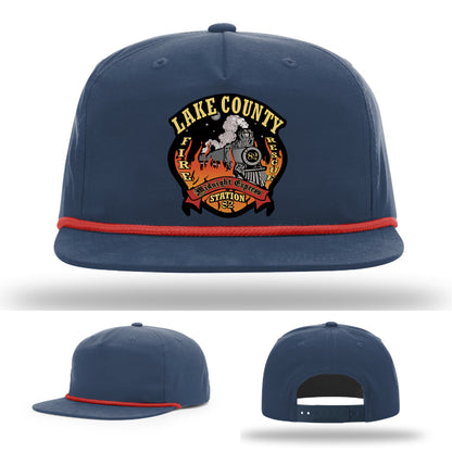 Firefighter gear hat featuring Lake County Station 82 patch
