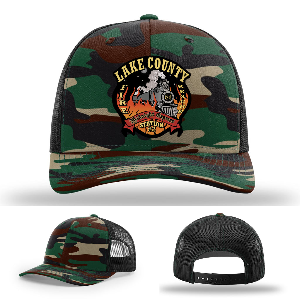 Lake County firefighter hat with bold Station 82 patch