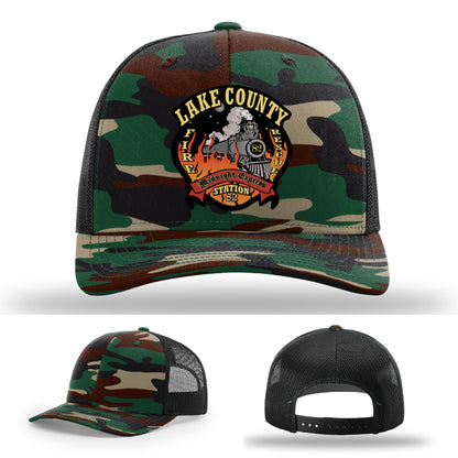 Lake County firefighter hat with bold Station 82 patch