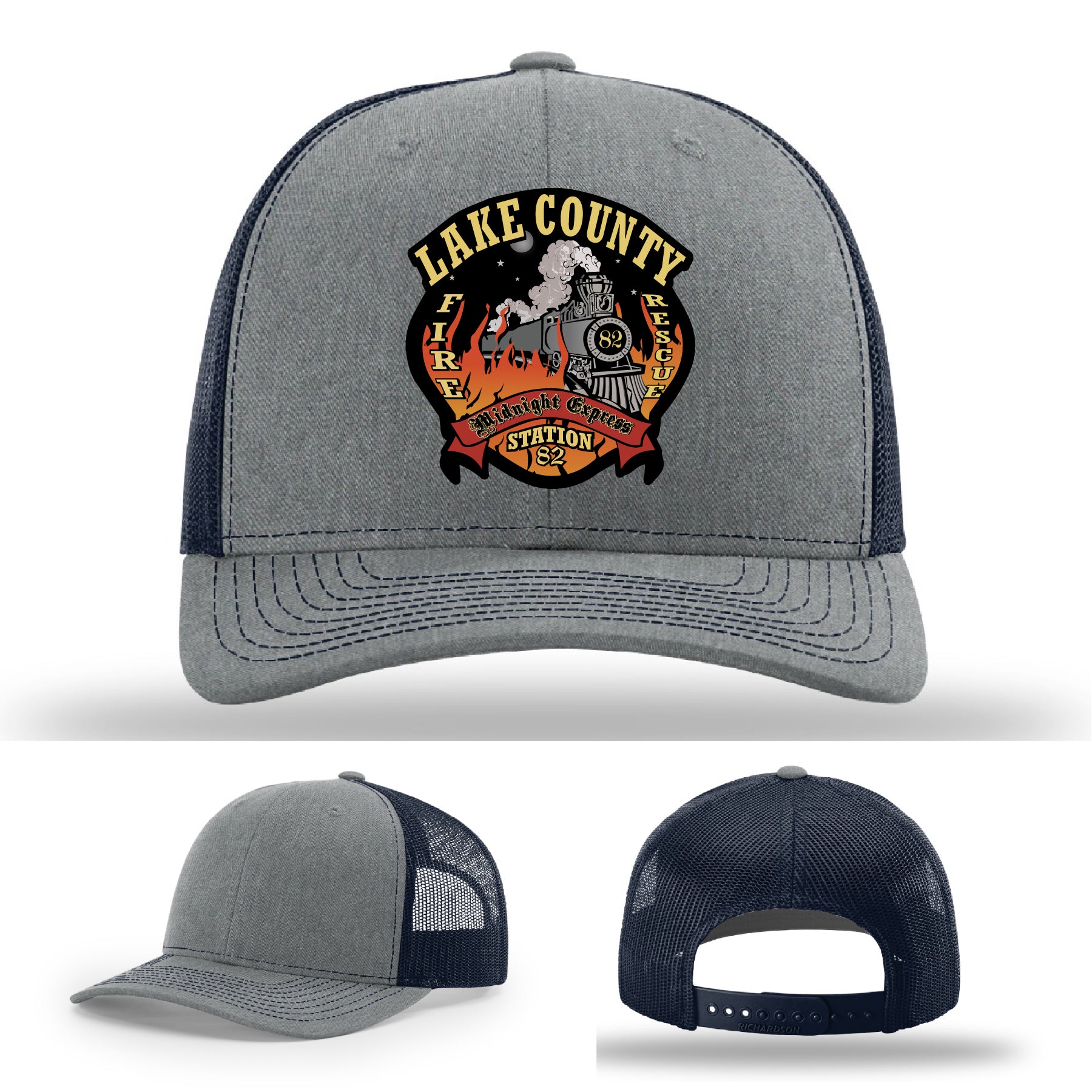 Lake County Station 82 firefighter pride hat with leather patch
