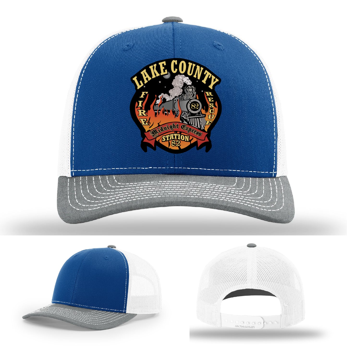 Lake County firefighter Station 82 gear hat with leather patch