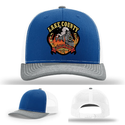 Lake County firefighter Station 82 gear hat with leather patch