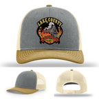 Leather patch firefighter hat Lake County Station 82 design