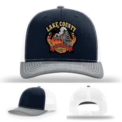 Firefighter leather patch hat Station 82 Lake County