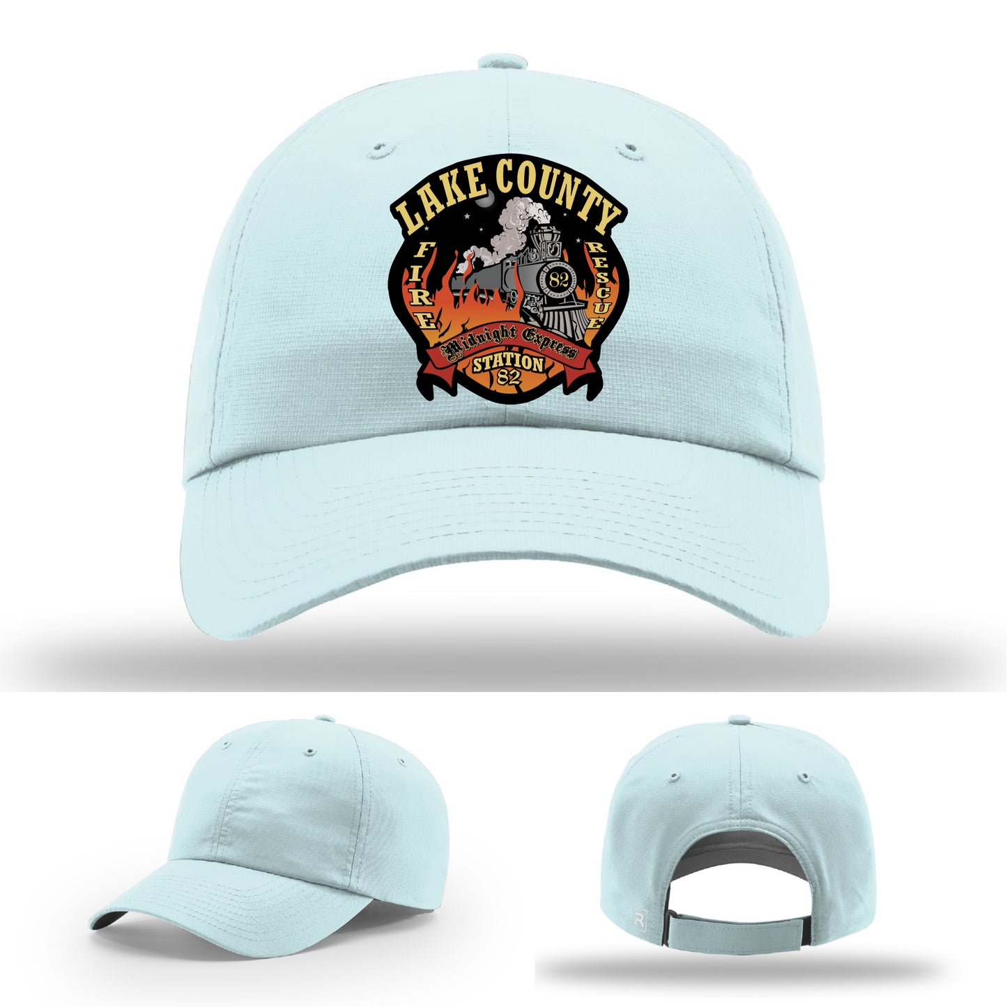 Station 82 firefighter hat with Lake County patch design