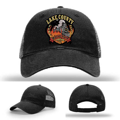 Lake County Station 82 hat with custom firefighter leather patch