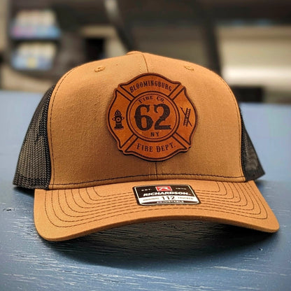 Leather patch Maltese Cross custom firefighter hat