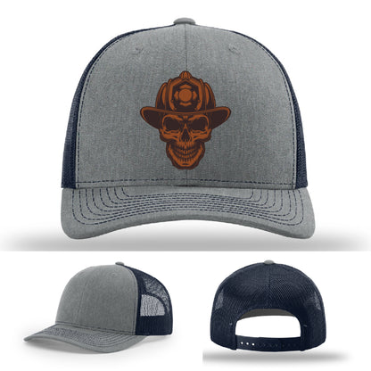 Fire service hat variant showing skull and helmet patch clearly