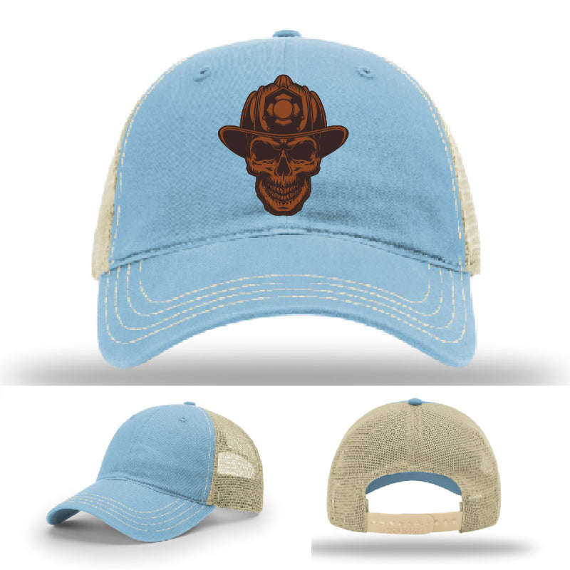 Leatherhead firefighter hat variant designed with skull patch emblem