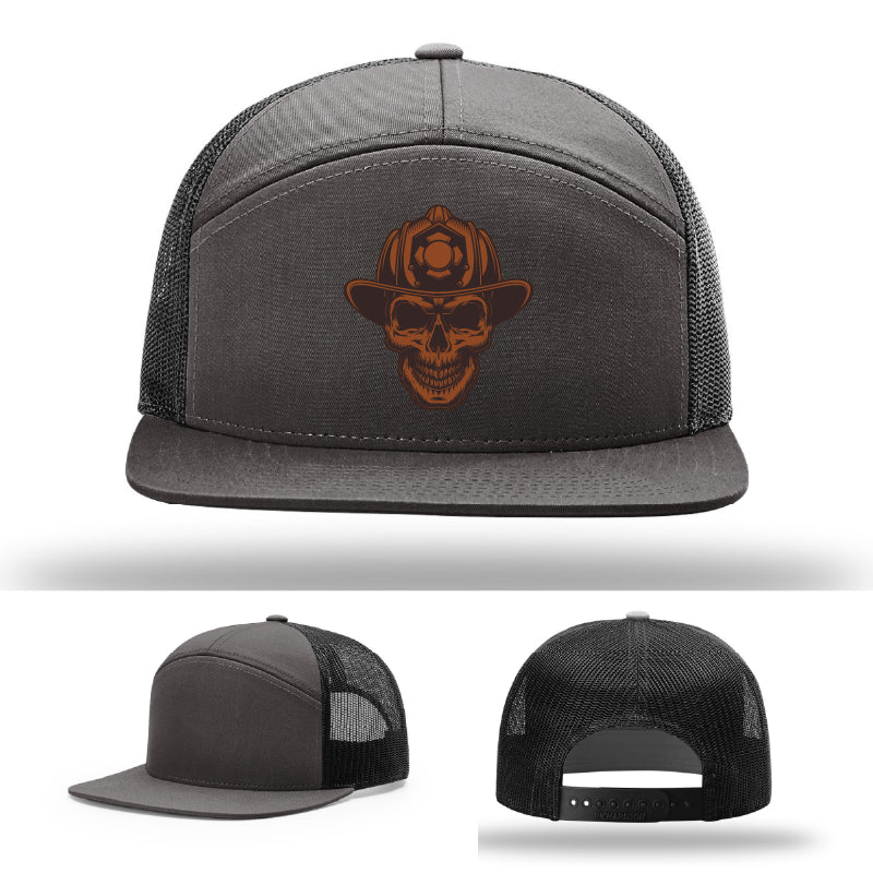 Leatherhead firefighter hat variant showing customizable patch text