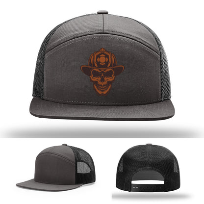 Leatherhead firefighter hat variant showing customizable patch text