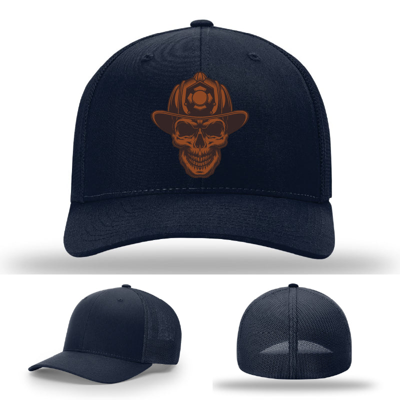 Leatherhead firefighter hat variant featuring bold skull emblem