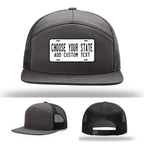 State leather patch hats styled after license plates