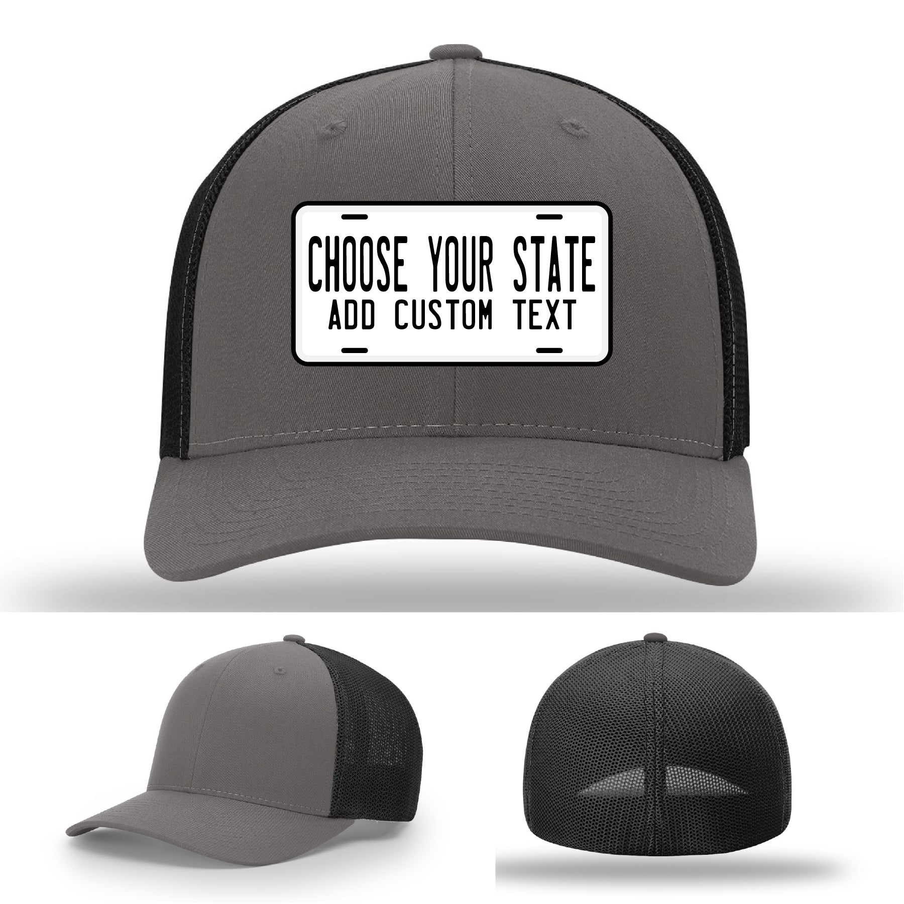 Custom hats with license plate patches for every state
