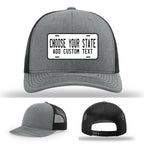 Custom state pride hats with license plate leather patch