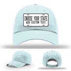 Personalized state license plate leather patch hats