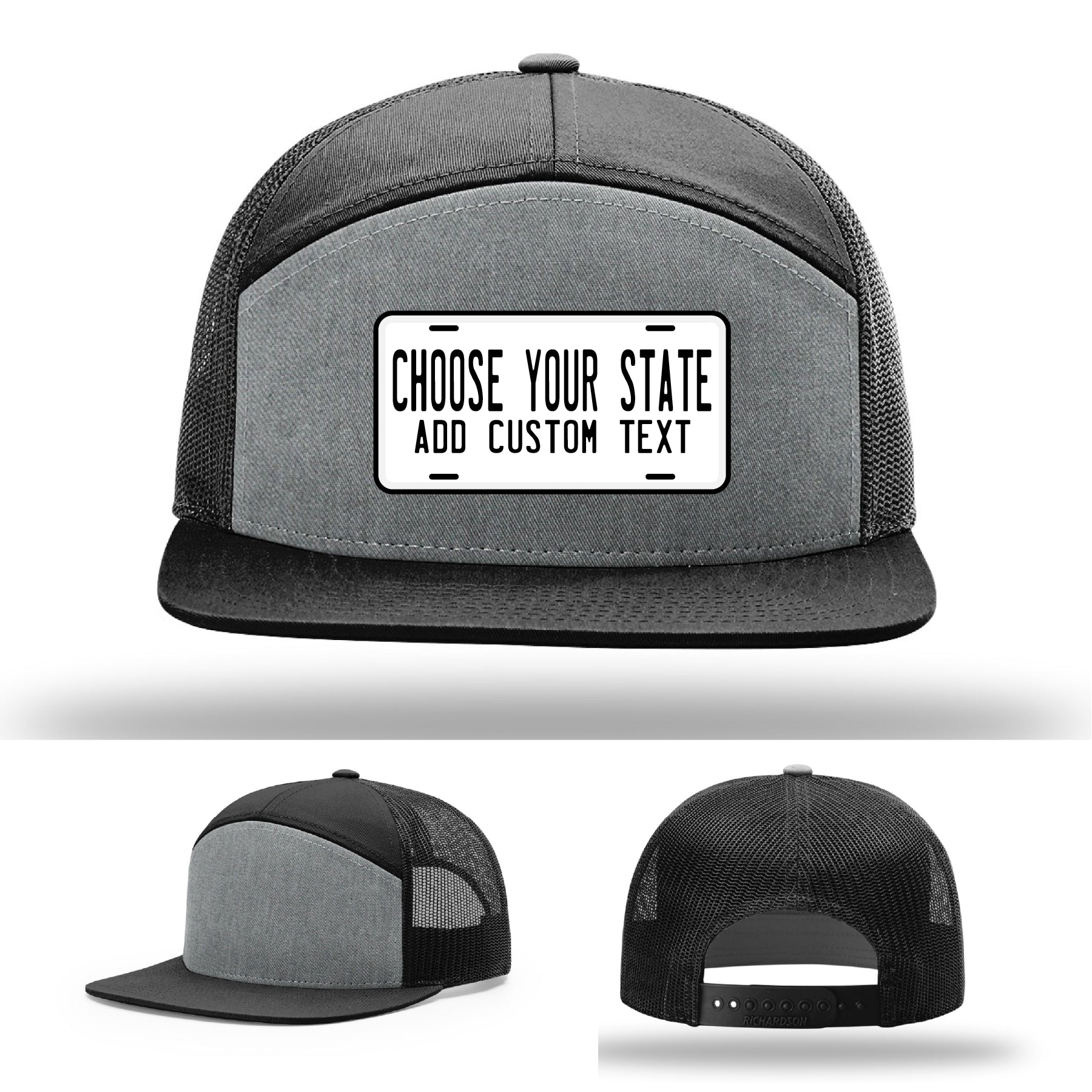 Custom firefighter and crew hats with license plate patch