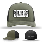 Custom license plate hats in multiple state designs