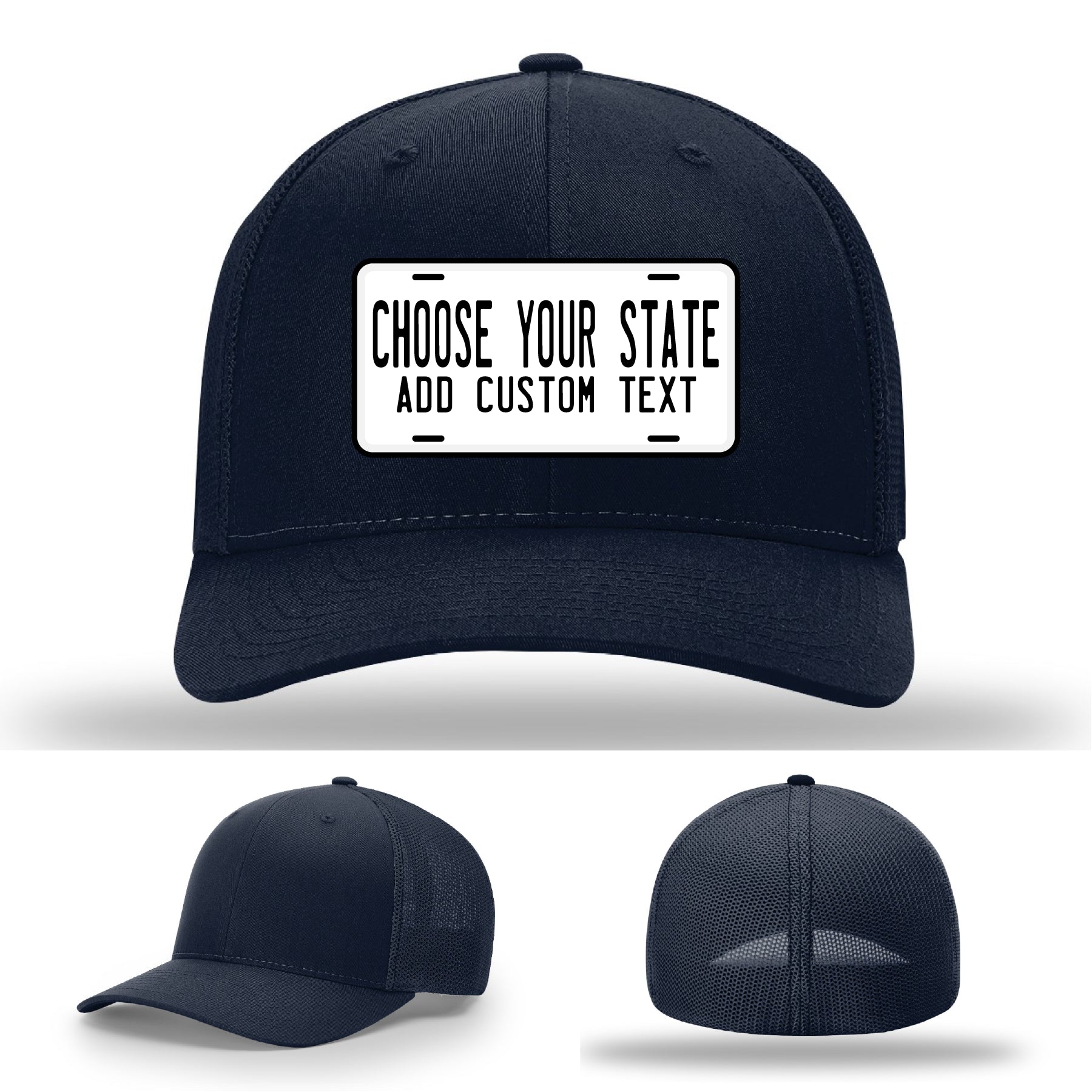 Custom hats with license plate patches for departments