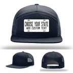 Custom hats with license plate patch and personalized text