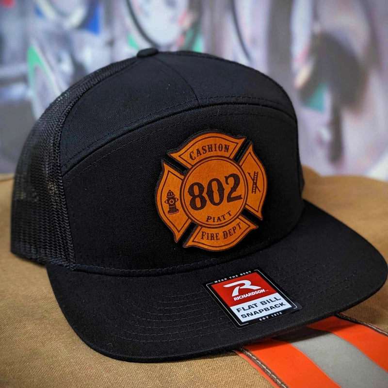 Custom firefighter hat with Maltese Cross emblem