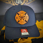 Custom leather Maltese Cross firefighter hat