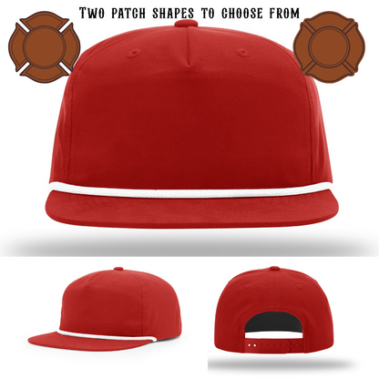Blank firefighter hat showing two patch customization shapes