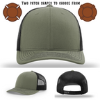 Blank firefighter hat with two example patch placements