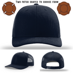 Firefighter hat blank setup with two leather patch shapes