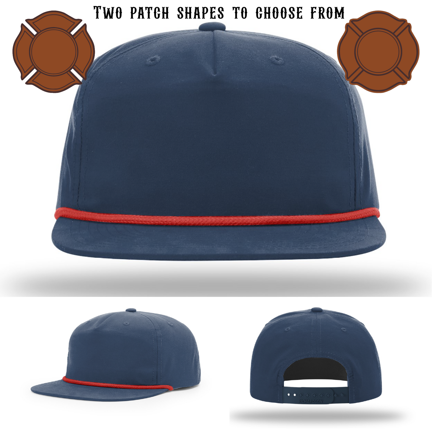 Blank firefighter hat base with two patch style options