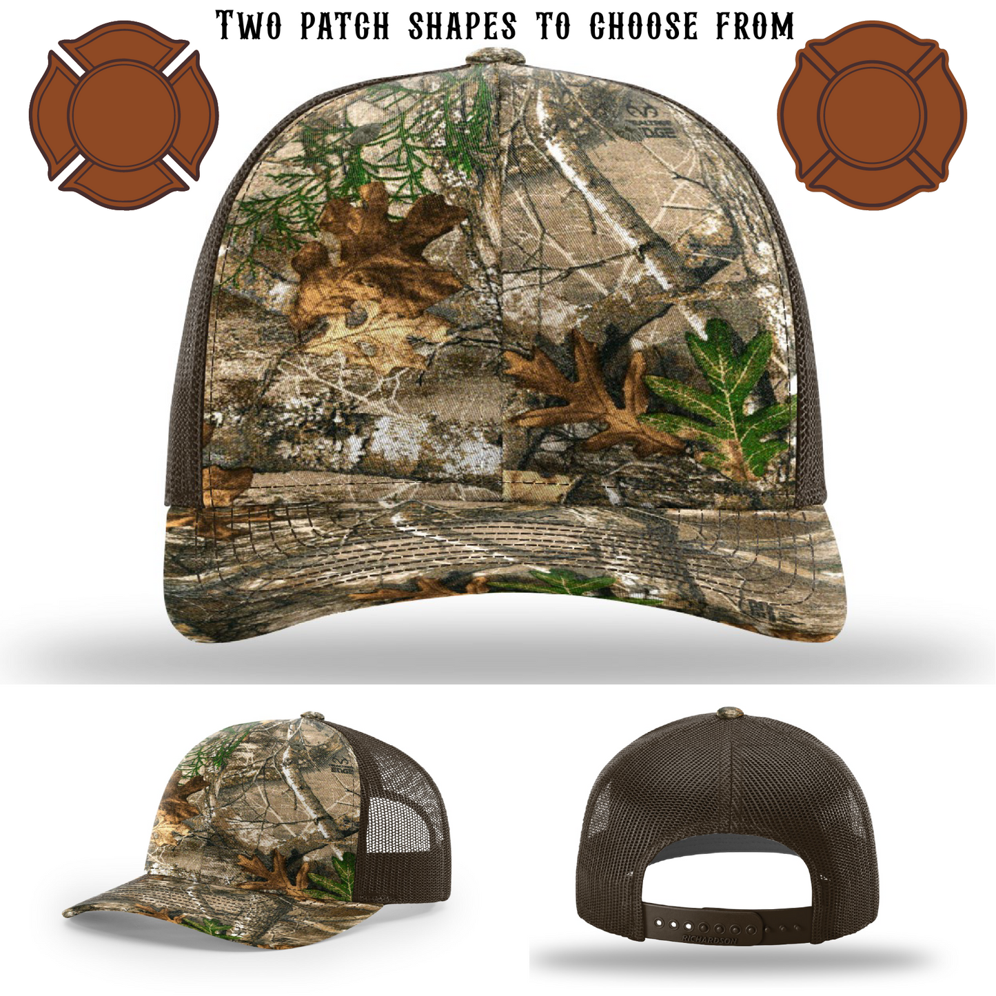 Firefighter hat blank base with two patch variations