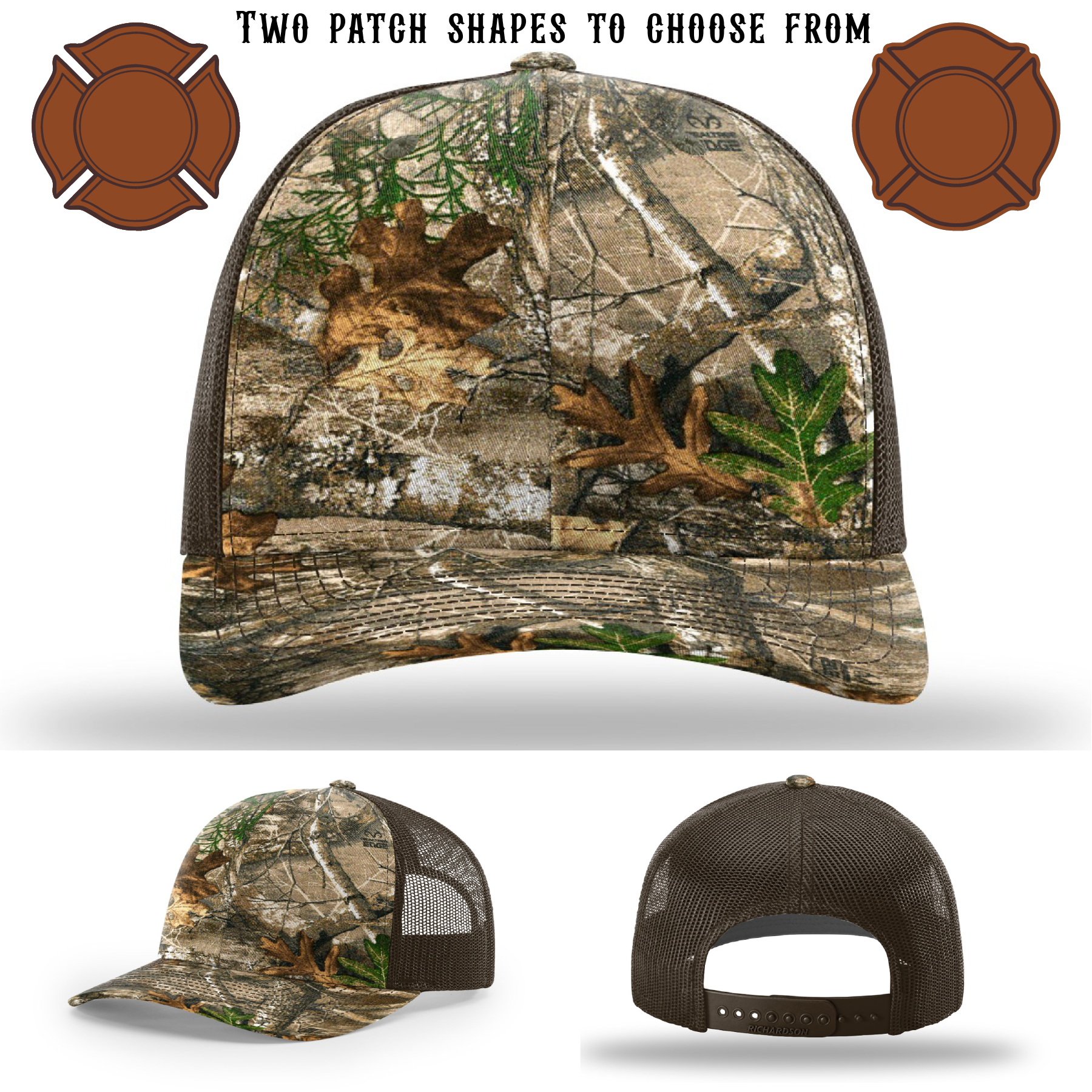Firefighter hat blank base with two patch variations