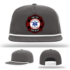 Firefighter hat example with Maltese Cross patch