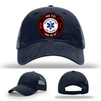 Custom firefighter hat featuring Maltese Cross patch sample