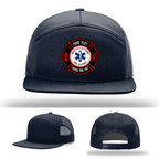 Firefighter hat showing one Maltese Cross patch example