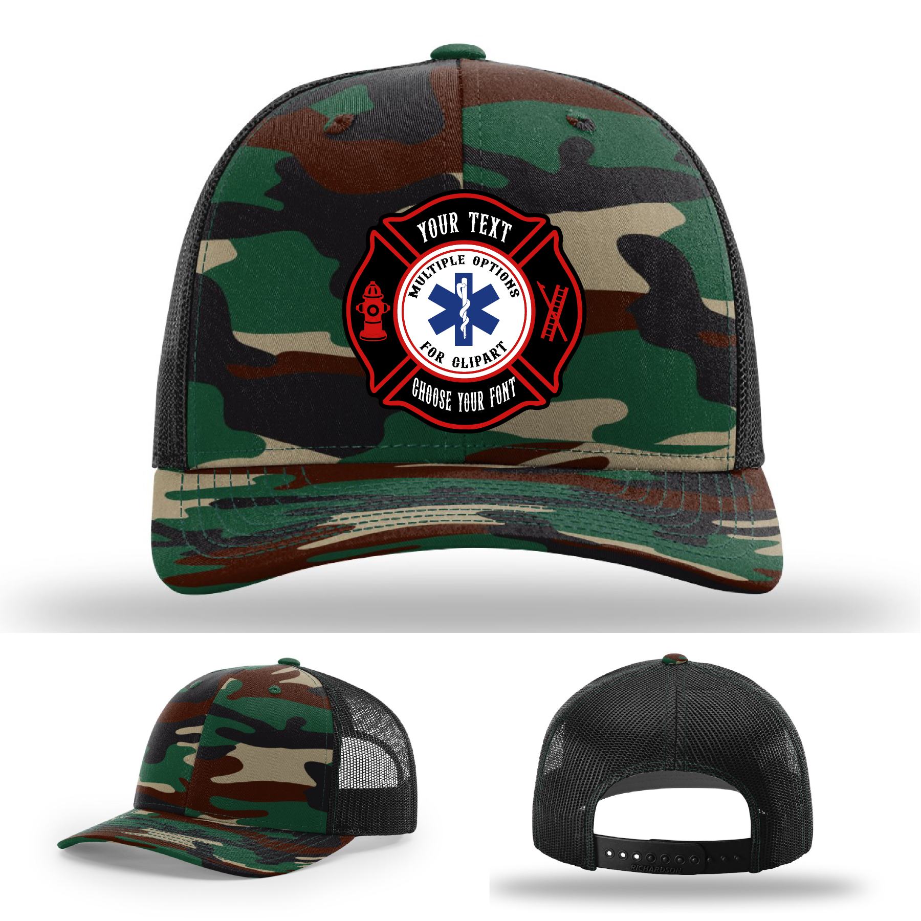 Firefighter hat with one Maltese Cross sample patch
