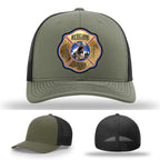 Firefighter hat built for Michigamme Spurr FD with handcrafted leather patch