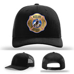 Firehouse tough Michigamme Spurr firefighter hat with handcrafted leather patch design