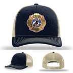 Station pride firefighter hat featuring Michigamme Spurr FD leather patch