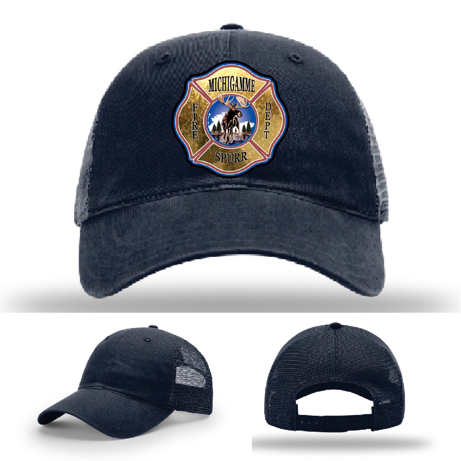Michigamme Spurr firefighter hat designed with high quality leather patch