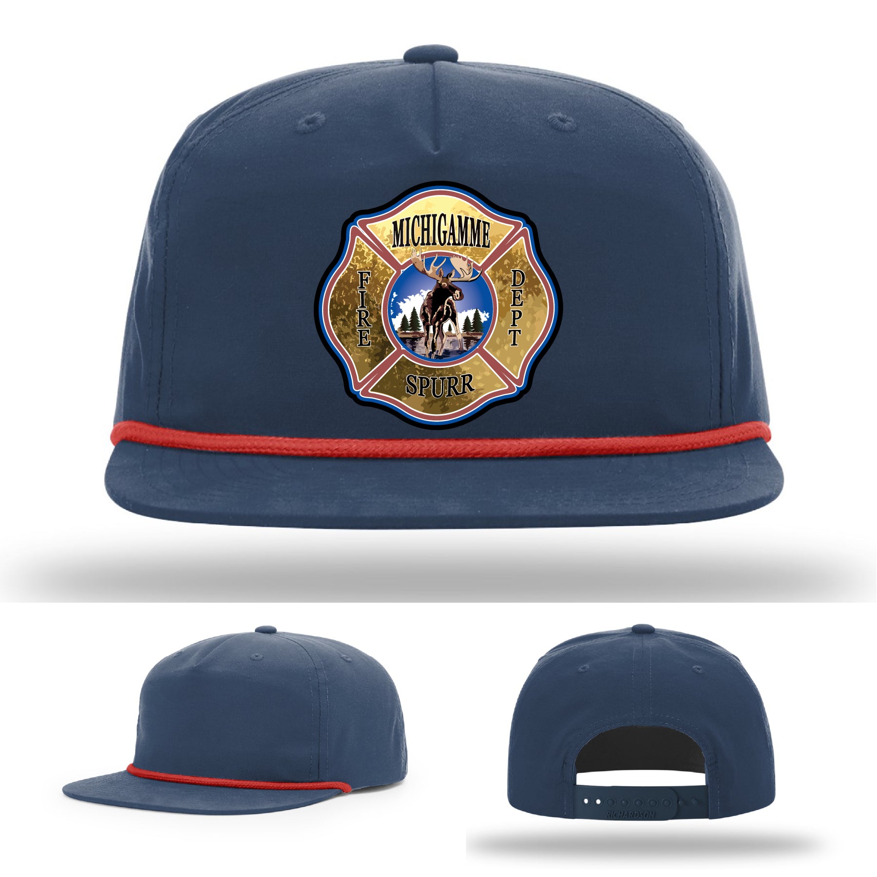 Michigamme Spurr firefighter hat with strong Richardson construction and leather patch