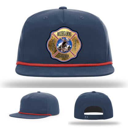 Michigamme Spurr firefighter hat with strong Richardson construction and leather patch